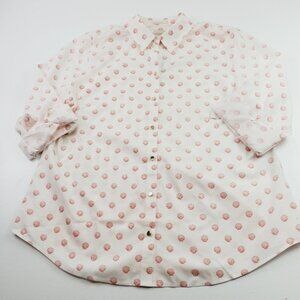 Chicos Women Blouse Button Down Pink Seashell Non Iron Roll Tab Top Size Large
